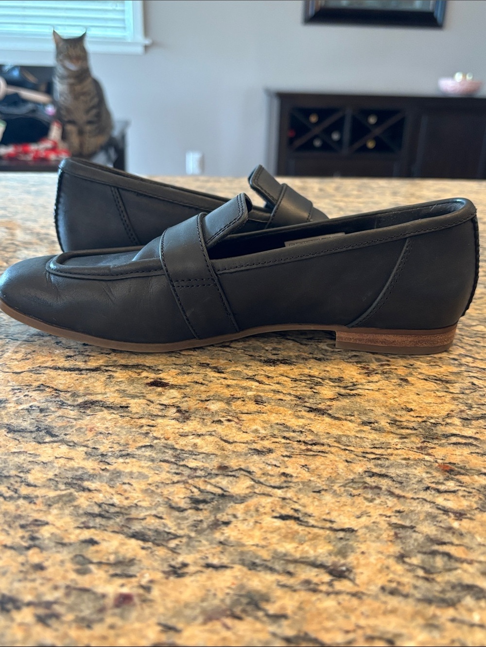 Toms Black Leather Slip-On Penny Loafers - Picture 8 of 11